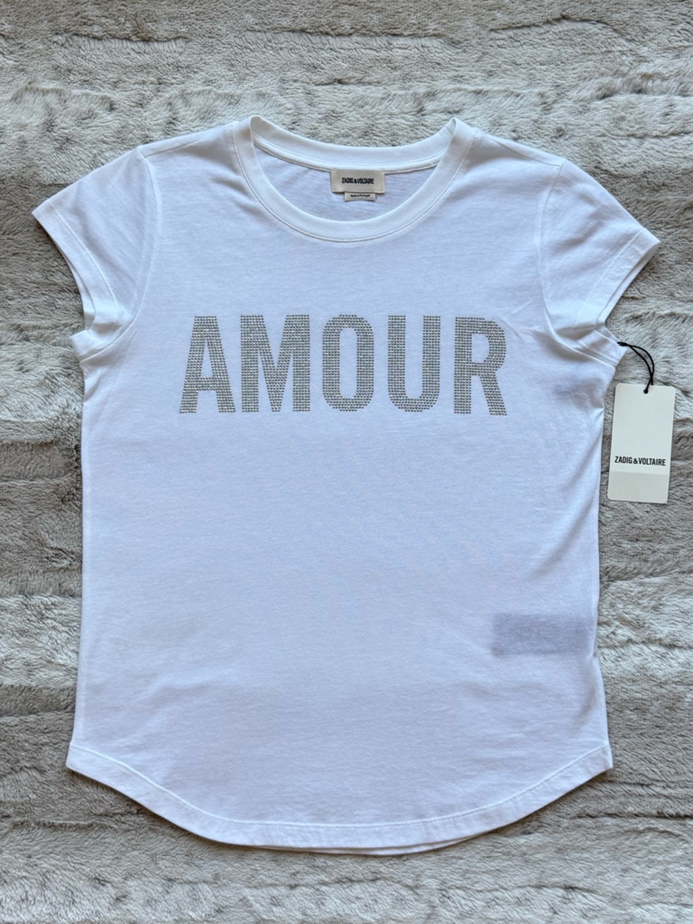 NWT💕Zadig & Voltaire Woop Amour Strass T-Shirt in BLANC Size XS - Picture 5 of 13